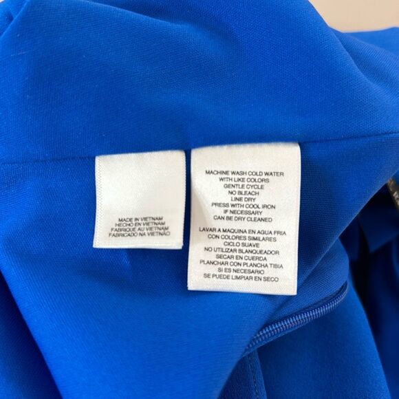 Rachel Roy Cold Shoulder blue flounce pencil Dress Size Large - Picture 10 of 12